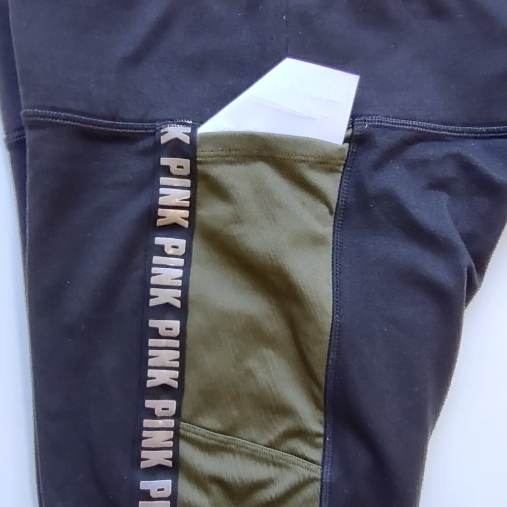 PINK Victoria's Secret Cozy Fleece Lined Leggings Logo Ribbon Activewear Small - Picture 6 of 7